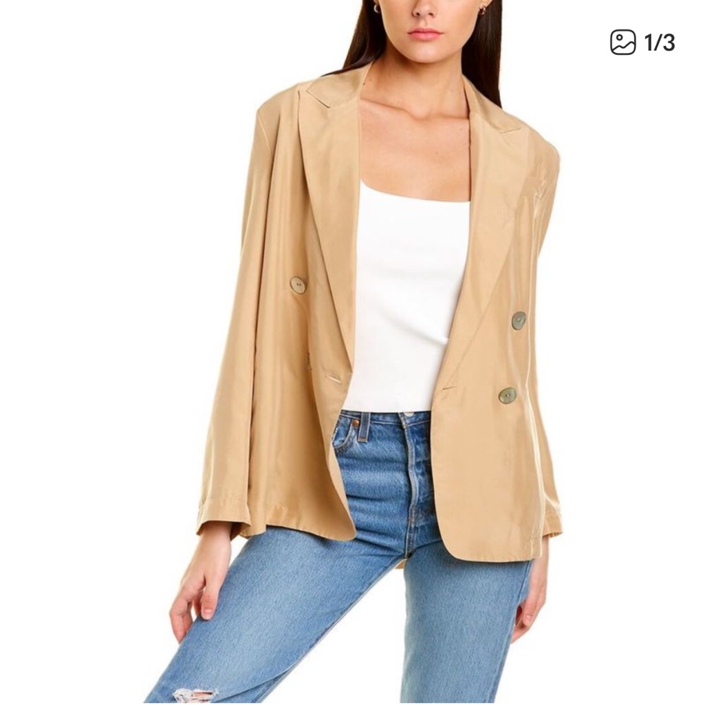 Nwt Vince Drapey Silk Blazer Black | Luxury Minimalist | Msrp $545 | Size 8